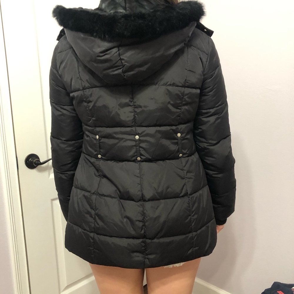 Bebe hooded black puffy jacket